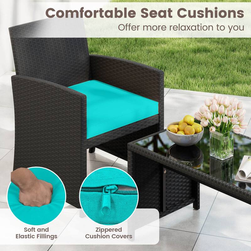 Costway 4 PCS Patio Conversation Set with Seat Cushions & Tempered - See Details