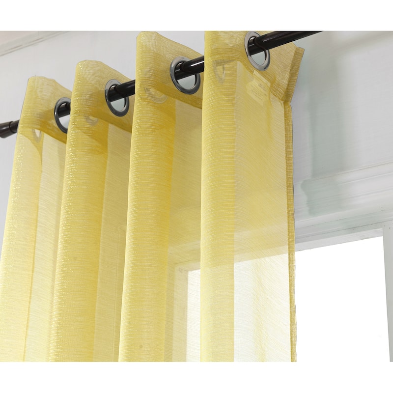 Lonnie Metallic Stripe Sheer Window Curtain Panel 90 inch