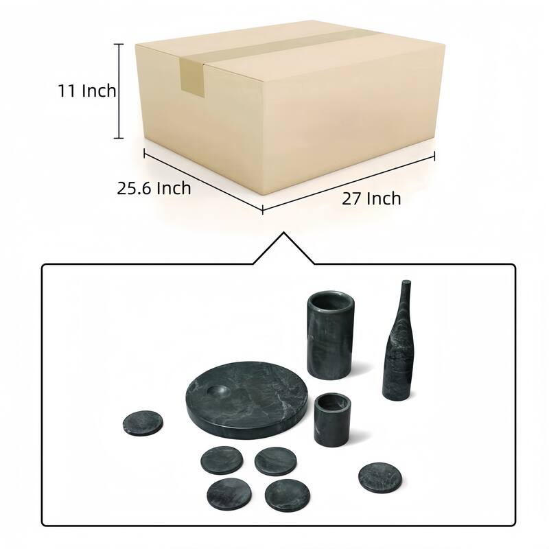 Roomfitters Natural Marble Dining Room Accessories Set, Luxury 10-Piece Genuine Stone Tabletop Collection