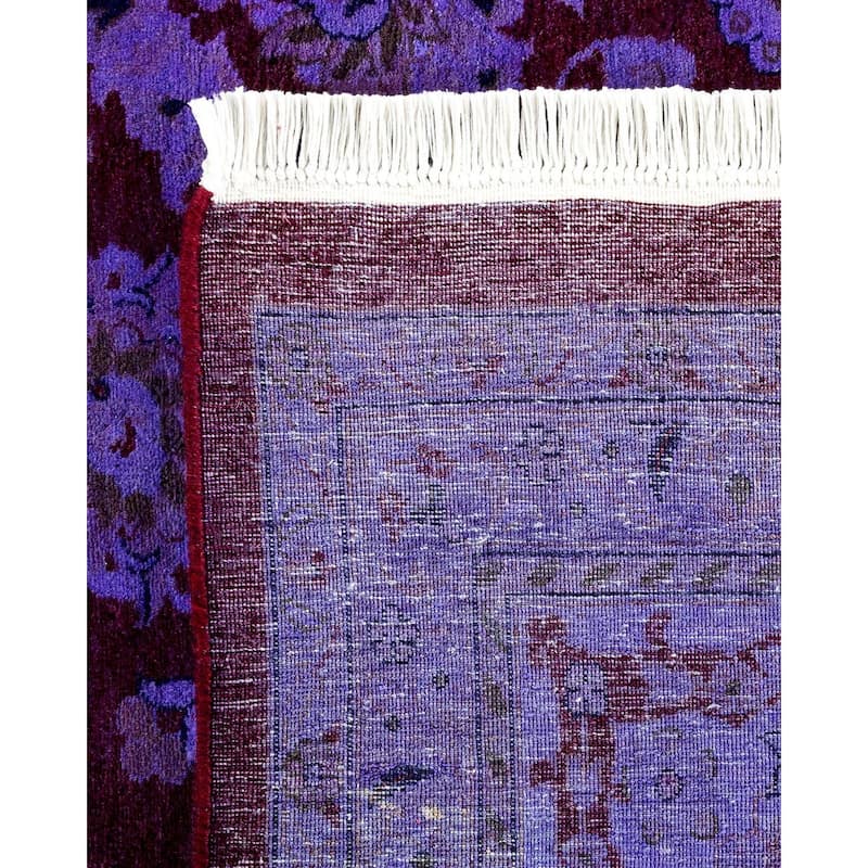 Overton Hand Knotted Wool Vintage Inspired Modern Contemporary Overdyed Purple Area Rug - 9' 2" x 12' 3"