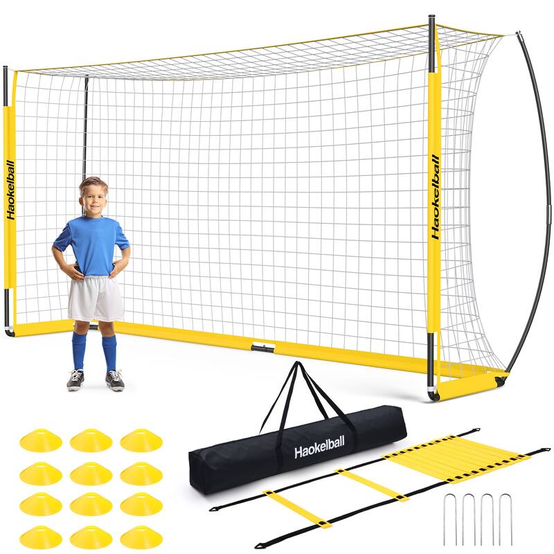 12 x 6 FT Portable Soccer Goal Soccer Net for Backyard - Yellow