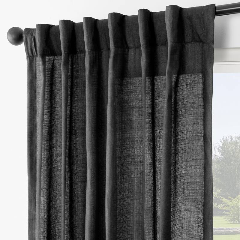 Exclusive Fabrics Rustic Linen Weave Light Filtering Curtains for Bedroom & Living Room Curtains - 2 Panel Drapes