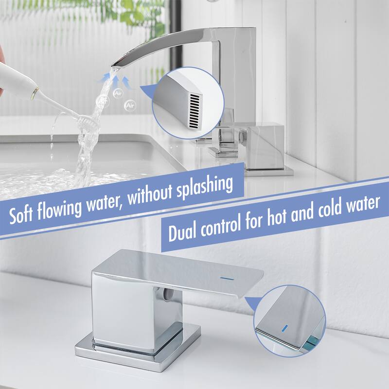 Two-Handle Chrome 304 Stainless Steel Waterfall Bathroom Faucets 3 Hole