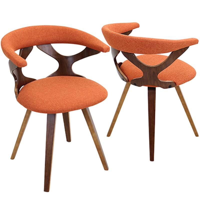 29.5" Walnut Wood and Orange Fabric Modern Dining Chair with Swivel
