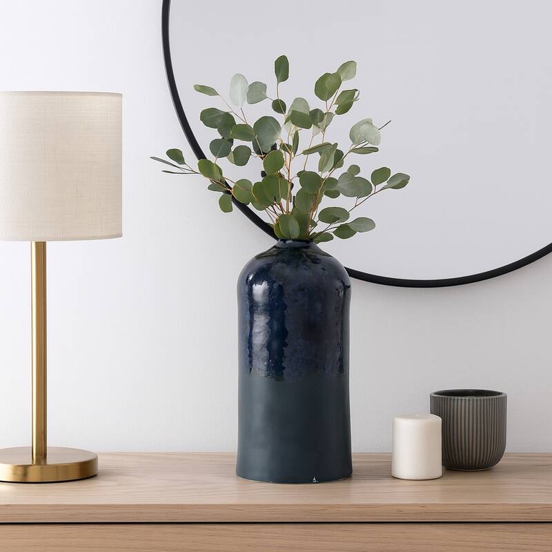 Decorative Vase - Blue Ceramic Finish Details