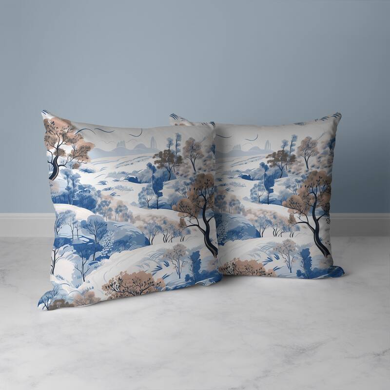 Leaf Magic Stories Faux Suede Reversible Throw Pillow Blue and Pink