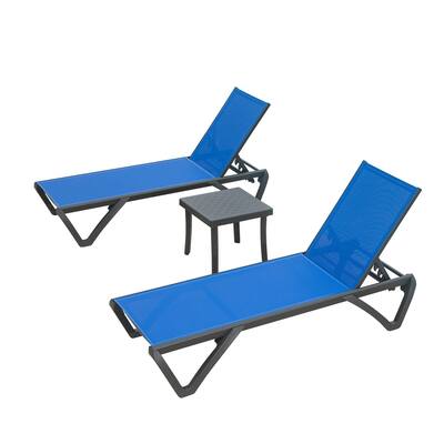 3 Pieces Patio Chaise Lounge Chair with 5 Adjustable Position