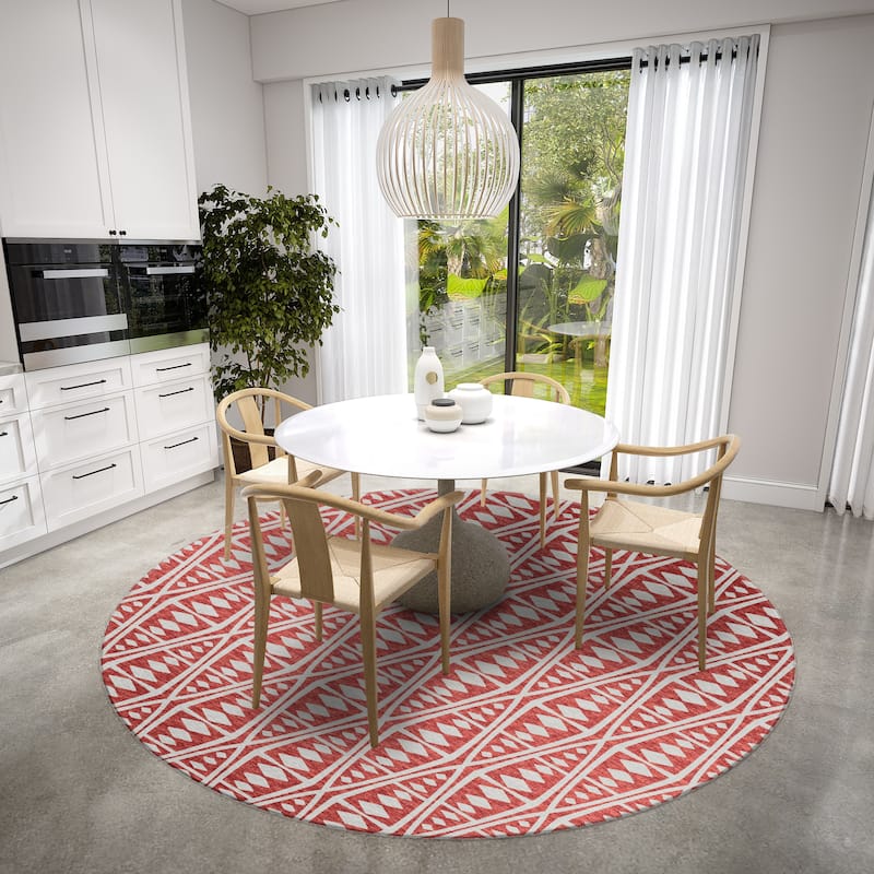 Indoor/ Outdoor Addison Yuma Southwest Tribal WashableArea Rug - 8' x 8' - Canyon