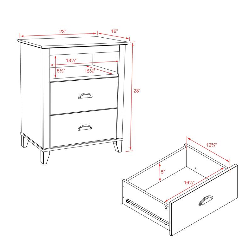 Prepac 2 Drawer Accent Table in White