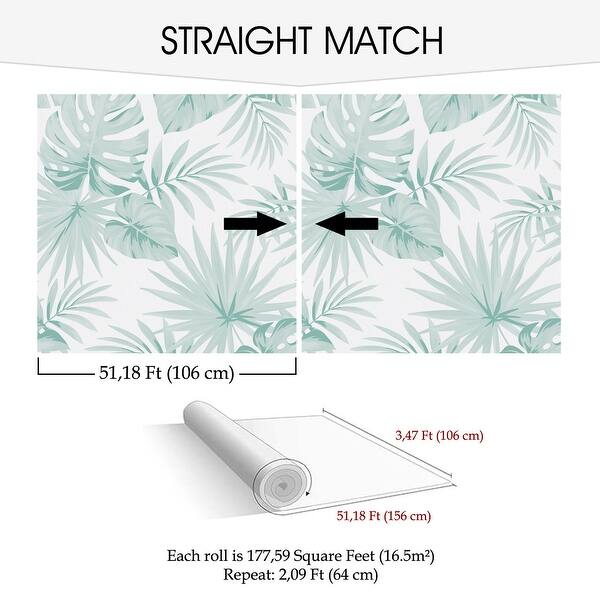 Sussexhome Removable Wallpaper Waterproof Strippable Light Resistance Cleanable Wall Paper Roll Wallpaper Palms Overstock 31784481 Brown How long is a piece of string? usd