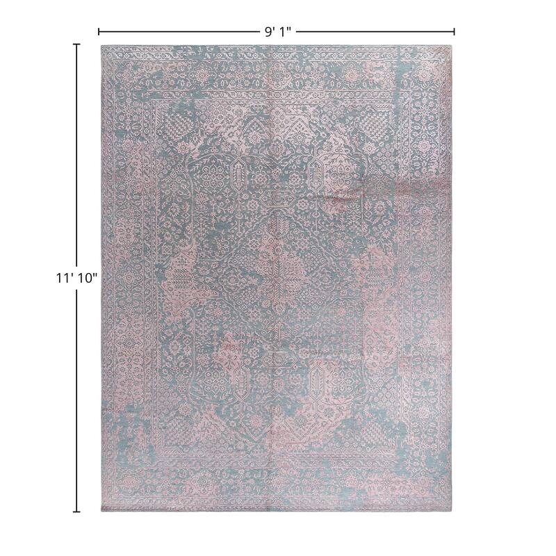 Ikat One-of-a-Kind Hand-Knotted Area Rug - Gray, 9' 1" x 11' 10" - 9' 1" x 11' 10"