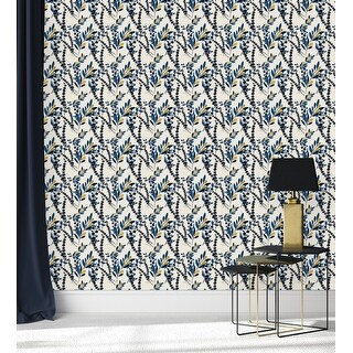 Dark Blue Leaves and Berries Wallpaper Peel and Stick and Prepasted ...