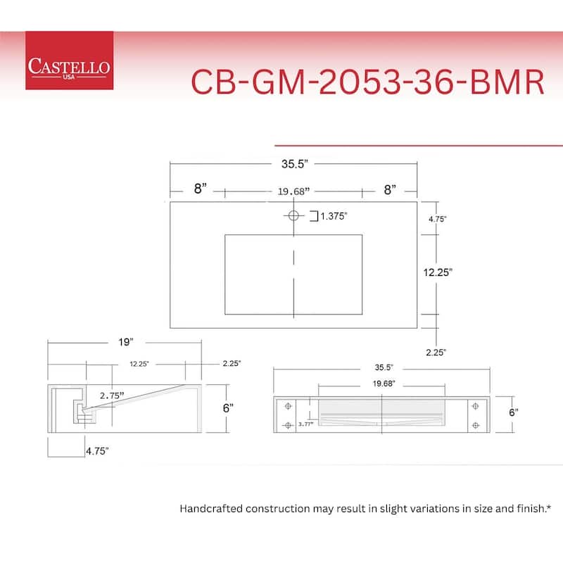 Pyramid Solid Surface Wall-Mounted Bathroom Sink