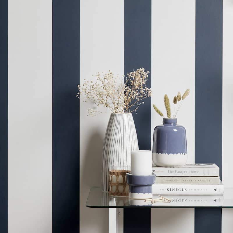 Fine Decor Tiago Blue Stripe Wallpaper