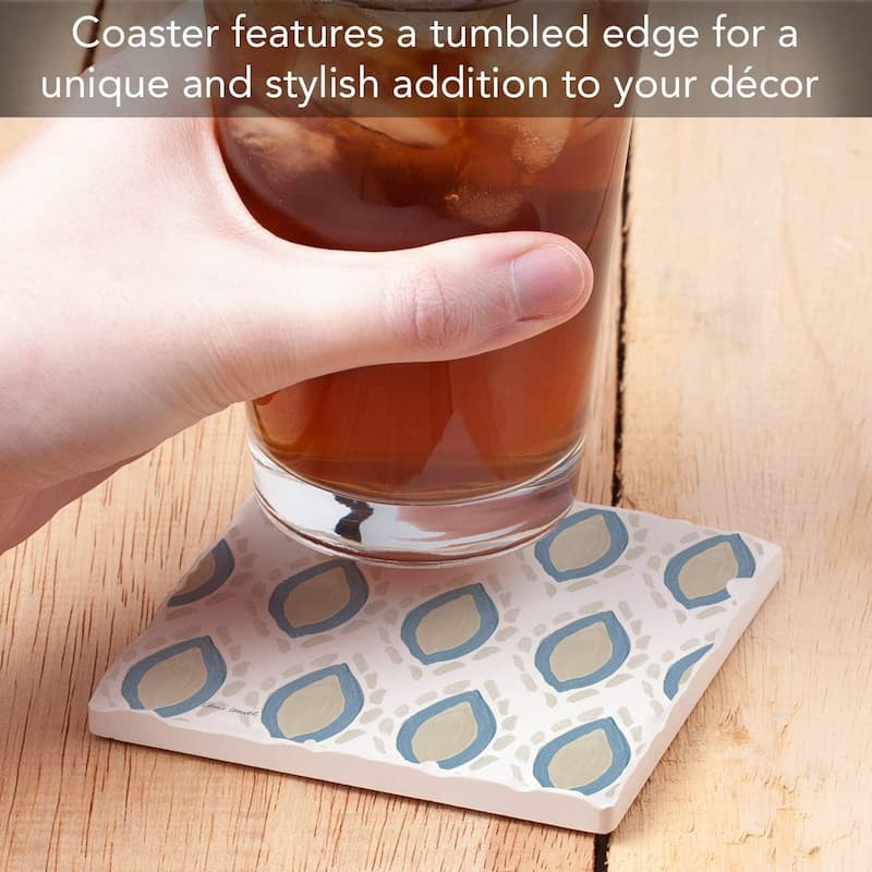 Absorbent Stone Tumbled Tile Coasters, Coastal Flare, Set of 4