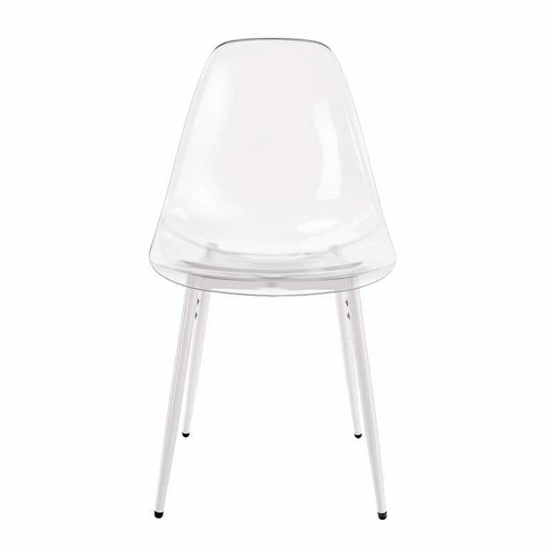 Modern Transparent Dining Chair with Clear Shell and Metal Legs, Easy-Clean Accent Chair for Home or Office