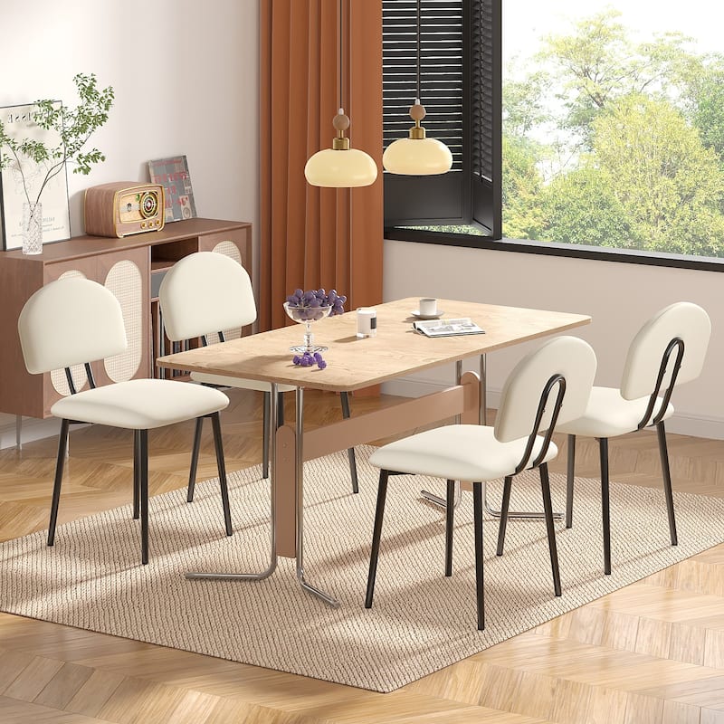 Javlergo Modern PU Leather Dining Chairs Set of 2 or 4 Upholstered Side Chairs Oval Back Compact Kitchen Chairs for Dining Room