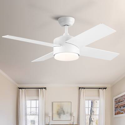44 in. Integrated LED Indoor White Plywood Modern Ceiling Fan with Reversible Blades and Remote Control - 44 Inches