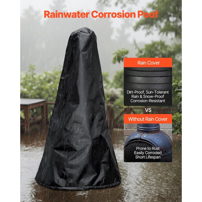 Black Aluminum Spherical Chiminea with BBQ Grill and Rainproof Cover