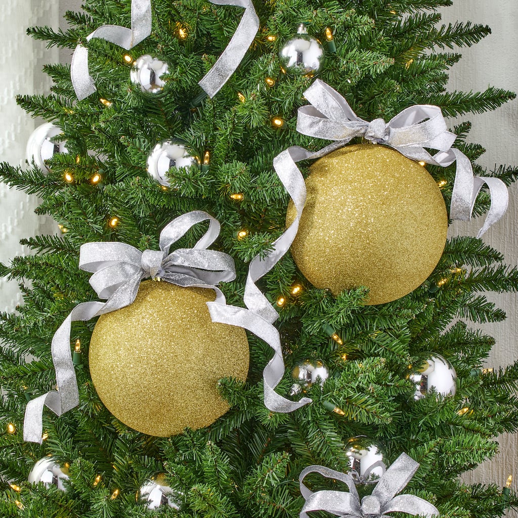 200mm Shatterproof Plastic Glitter Ball Set of 2