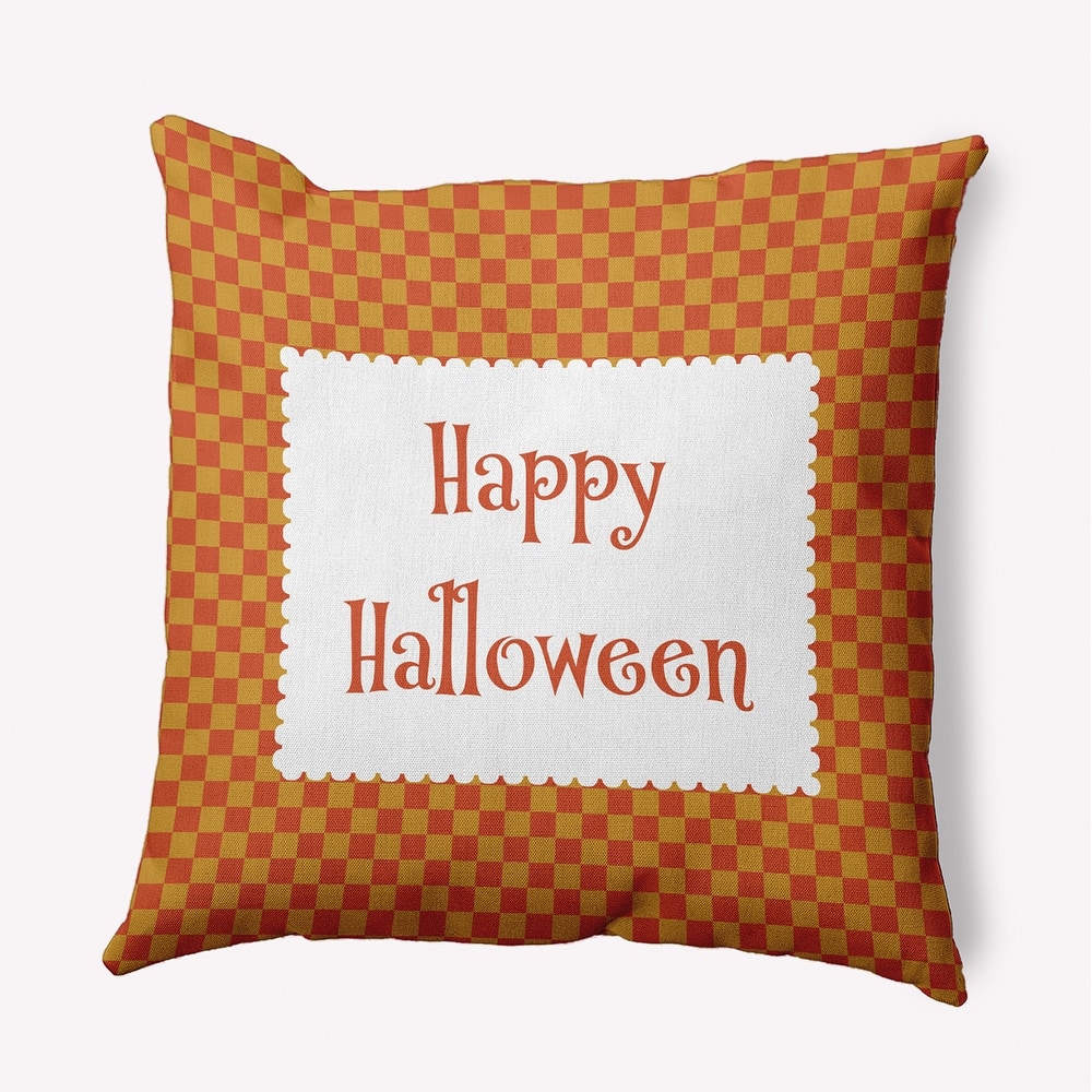Halloween Happy Halloween Checks Accent Pillow