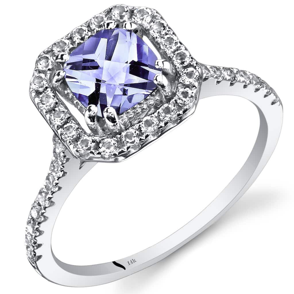 14k White Gold 1.38ct Tanzanite and White Topaz Ring