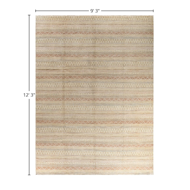 Gabbeh One-of-a-Kind Hand-Knotted Area Rug - Beige, 9' 3" x 12' 3" - 9' 3" x 12' 3"