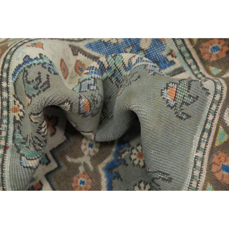 Hand Knotted Oriental 100% Wool Carpet Traditional Medallion Green Tabriz Area Rug - 4' 6'' X 3' 2''