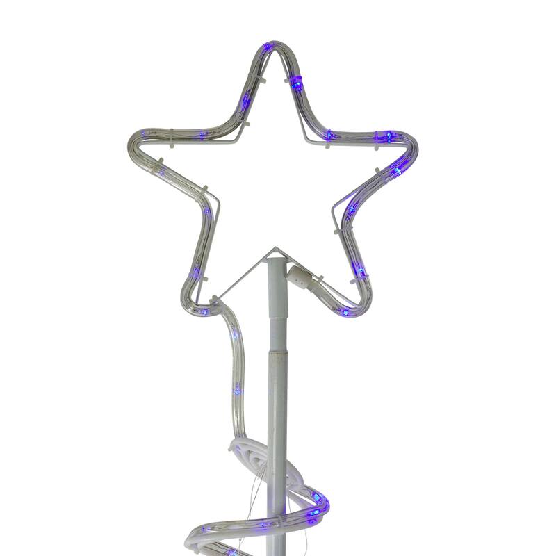 7’ Blue Spiral Rope Light Tree Star Tree Topper Christmas Yard Decor