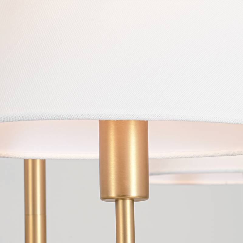 6-Light Modern Gold/Matte Black Sputnik Staggered Large Chandelier with Cone White Fabric Shade