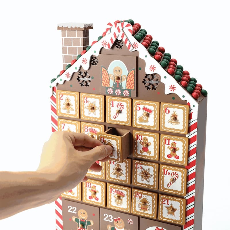 Gingerbread House Countdown Calendar - 24 Days of Christmas Surprises - Brown