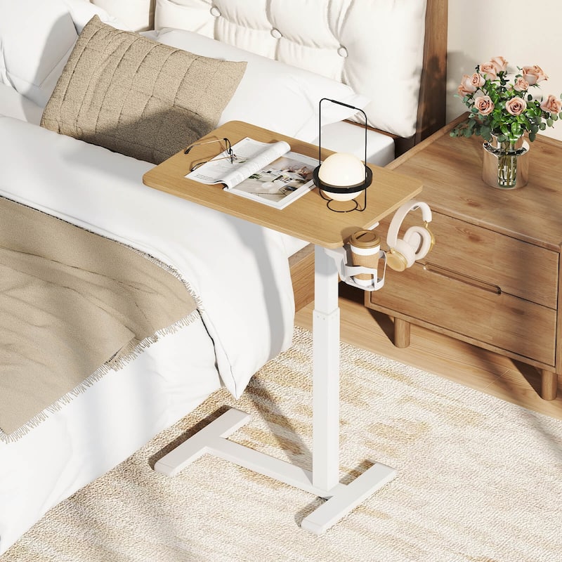 Costway C Shaped Side Table Height Adjustable Overbed Bedside Table - See Details