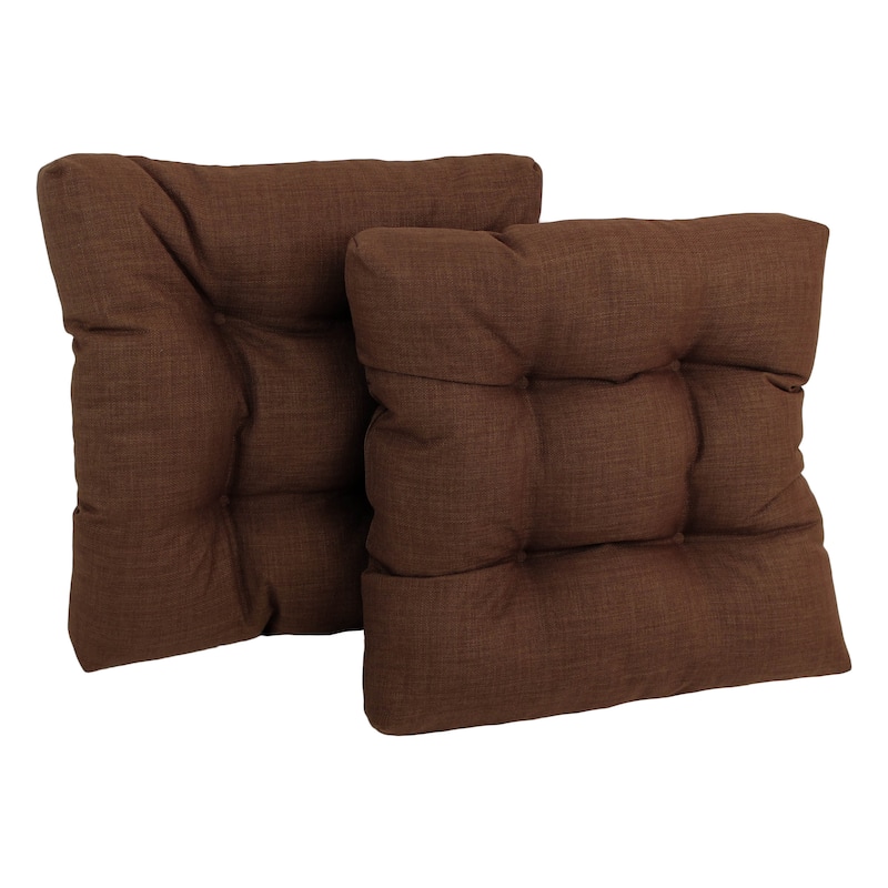 Blazing Needles 19-inch Tufted Indoor/Outdoor Chair Cushion (Set of 2) - Cocoa