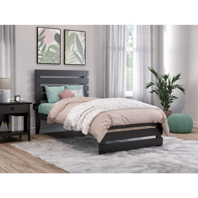 Twin Bed with Footboard - Rustic Recluse Espresso Finish - Solid Wood Bed Frame