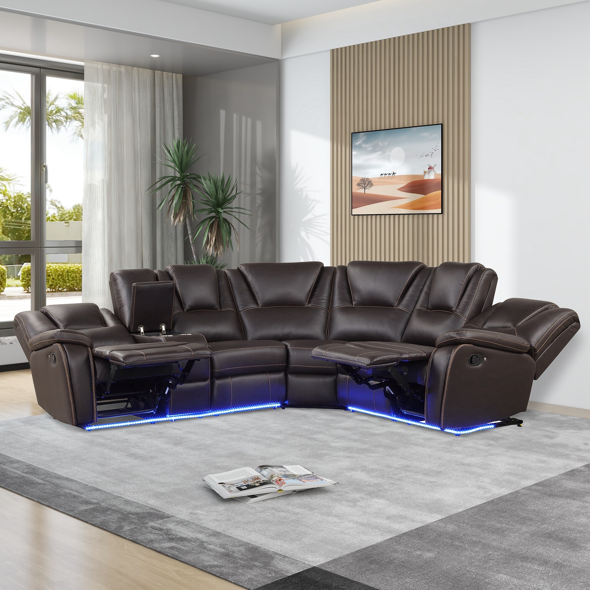 Couch with light up cup outlet holders
