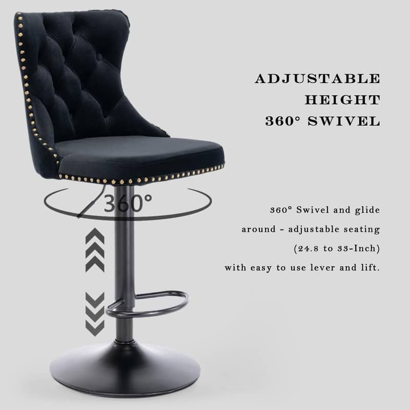 Velvet Upholstered Nailheads Tufted Swivel Bar Stools (Set of 6)