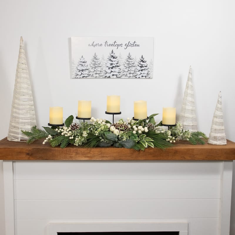 Berries and Eucalyptus Artificial Christmas Candle Holder - 42"