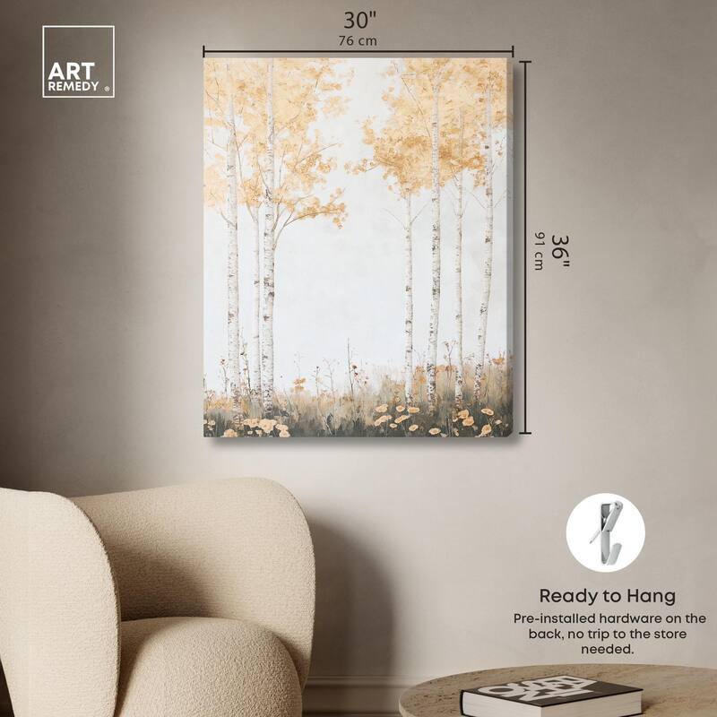 Pale Birch Reverie Canvas by Art Remedy, Gallery Wrapped