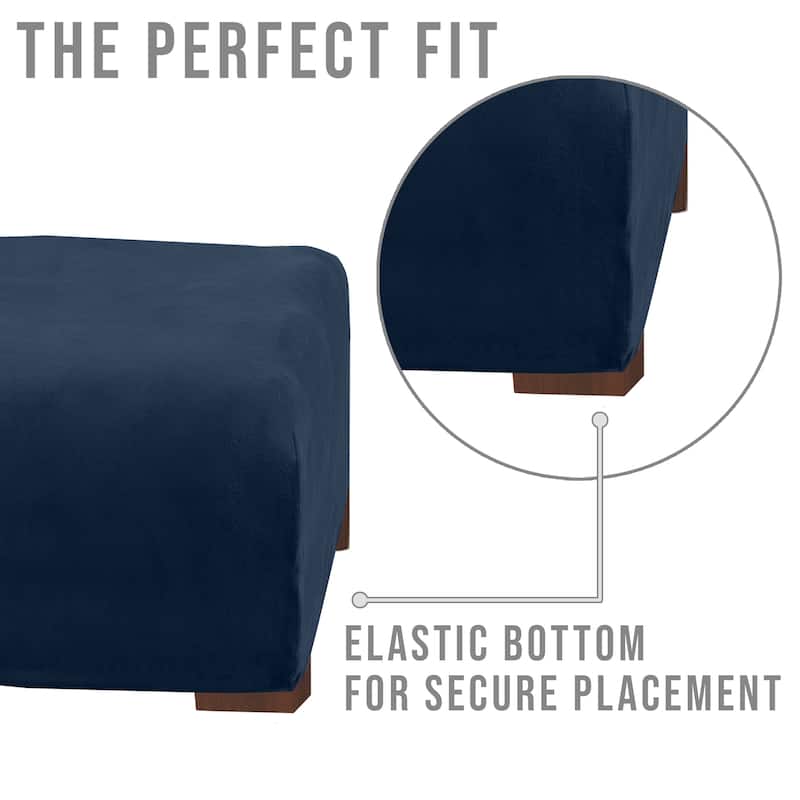 Premium Stretch Velvet-Plush Ottoman Slipcover