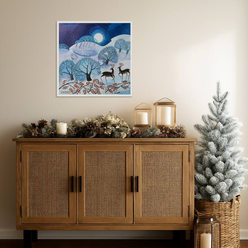 Snowy Land by Lisa Graa Jensen (22 x 22 in.), Framed Canvas Wall Art Print - Sylvie Beaded White