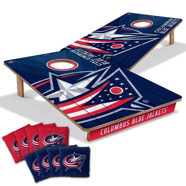slide 2 of 5, Columbus Blue Jackets NHL Tailgate Cornhole Board Set Include Carrying Case