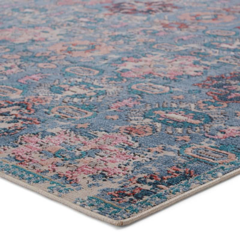 Farella Indoor/ Outdoor Oriental Blue/ Pink Area Rug