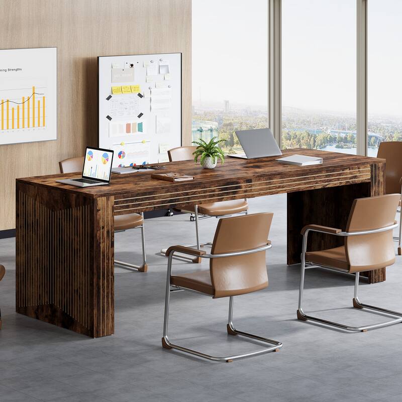 79-Inch Extra Long Desk for 6-8 People,Conference Table for Office - Vintage Brown