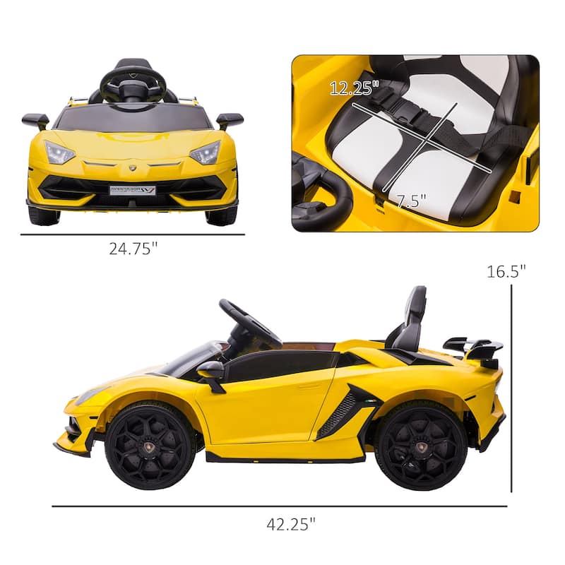 Aosom Lamborghini Aventador Licensed Kids Ride on Car with Scissor Doors, Easy Transport, 12V Electric Car for Kids