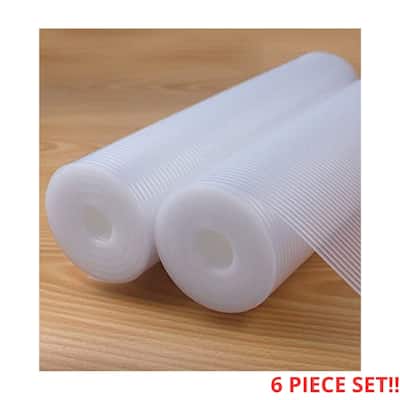 Glomen Premium Clear Non-Adhesive Non-Slip Shelf and Drawer Liner 12 Inches x 20 FT Set of 6 - 12"x20'