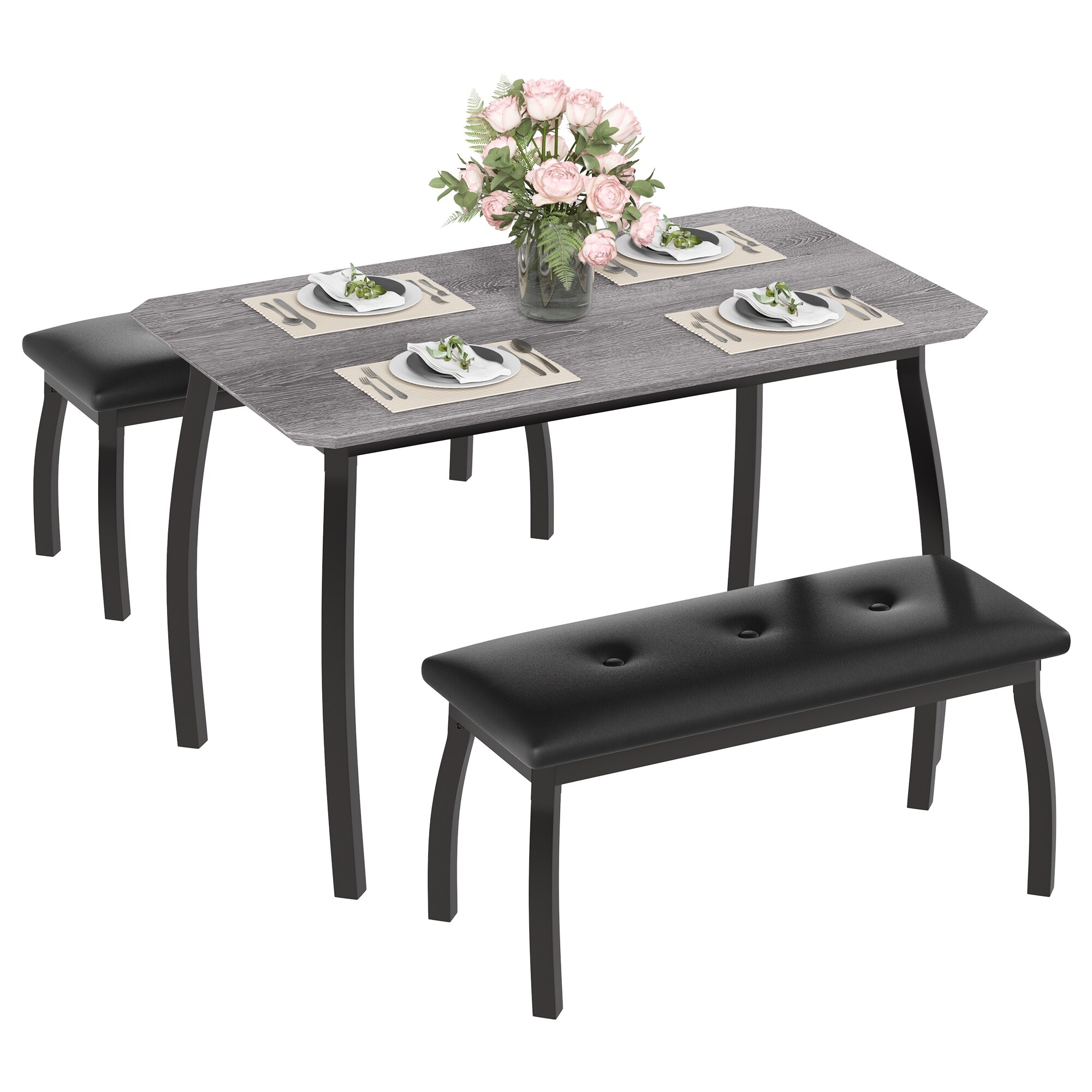 Dining Table Set for 4-6 3 PCS Kitchen Table Set