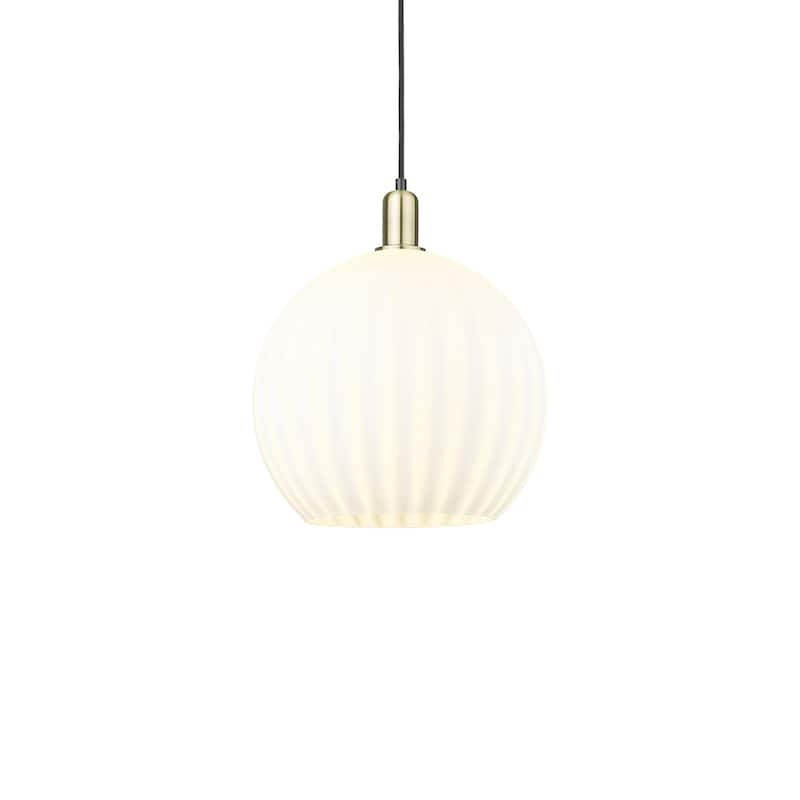 Innovations Lighting 716-1P-18-14 White Venetian Pendant White - Black Antique Brass / White Venetian