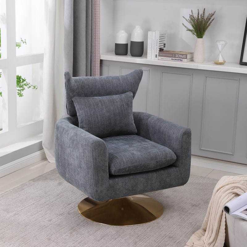 Blue-Gray 29.9" Swivel Accent Chair with Pillow - Blue-Gray