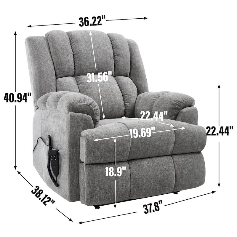 Dual Motor Heat Massage Infinite Position Electric Power Lift Recliners with Power-Remote, Medium-firm and Heavy Duty