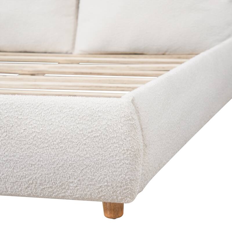 Christopher Knight Home - Charlotte Upholstered Platform Bed with Removable Pillow Headboard